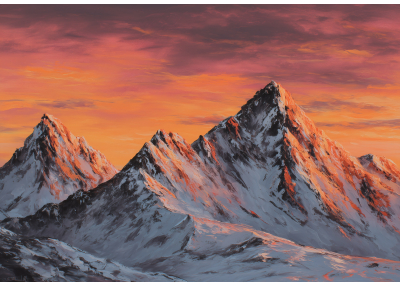 Фототапет Величествени планински върхове при залез